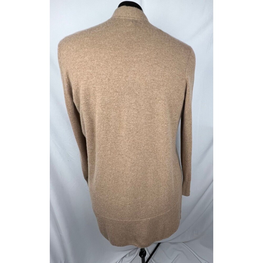 L.L.BEAN Women 2X 100% Cashmere Cardigan Sweater Camel Tan Open Front Pockets - Picture 7 of 12